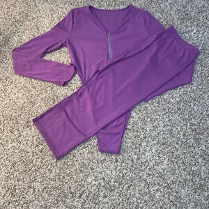 Women's U-neck Zipper Front Solid Color Long Sleeve  Tops Bodysuit with …